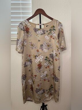 Only Biege Floral Short Sleeve Tan Pastel Boho Dress
